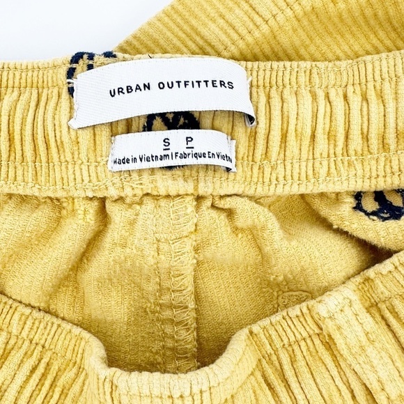 Urban Outfitters Yellow Corduroy Straight Leg Pants Peace Sign Print Small - Picture 3 of 9